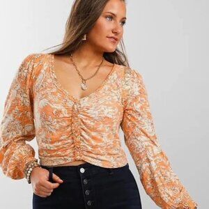 Free People  NWT "Say the Word" Floral Print Cropped Top